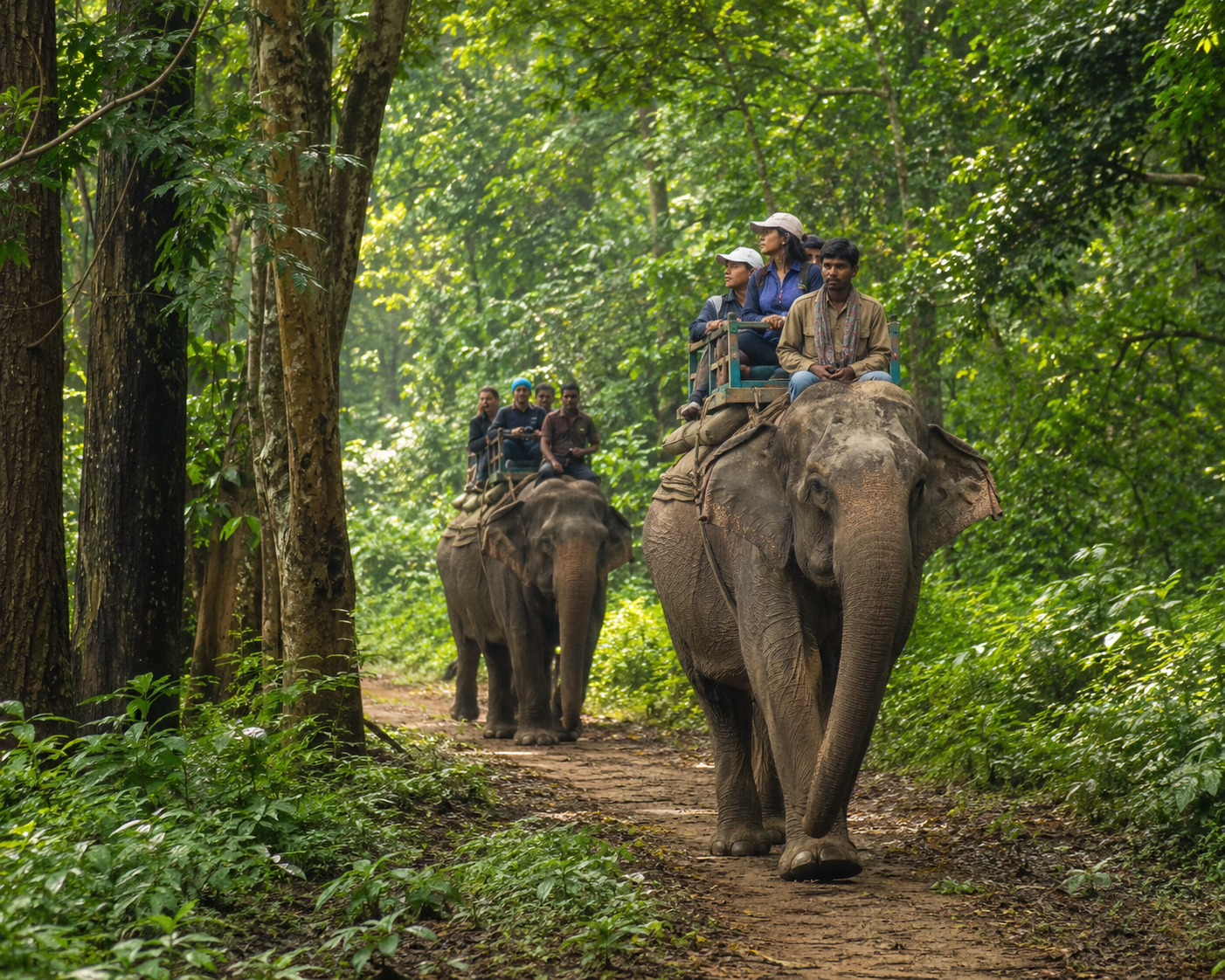 Elephant safari in the Dooars forests