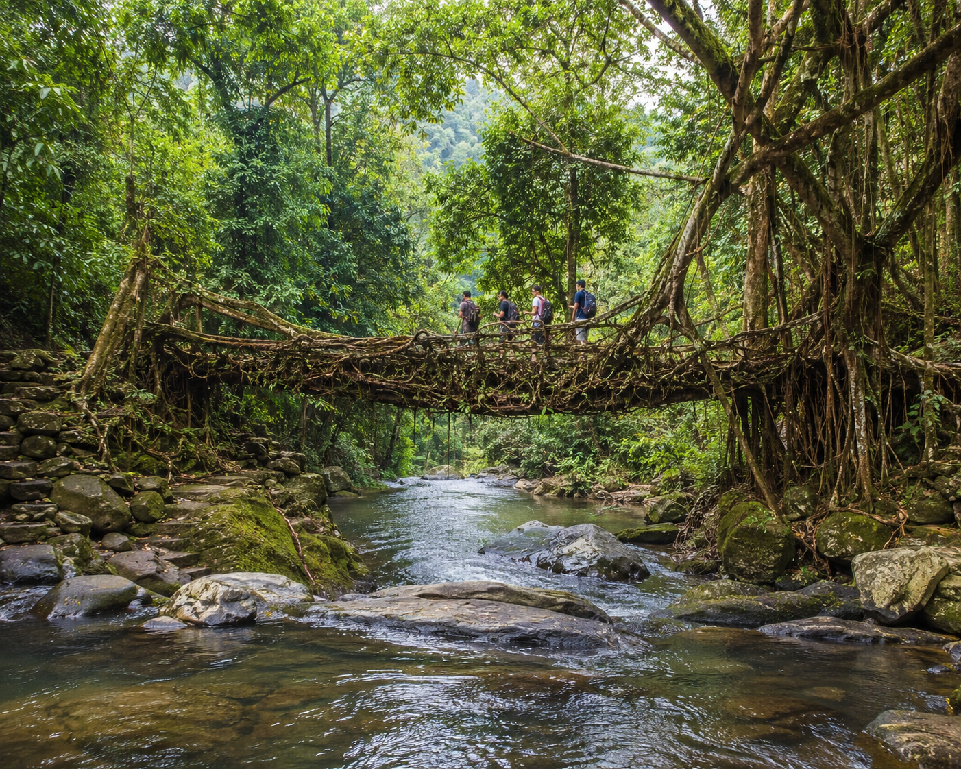 Living root bridge in Nongriat village, Meghalaya
